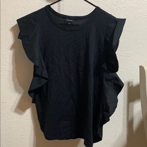 Who What Wear black sleeveless ruffle shirt